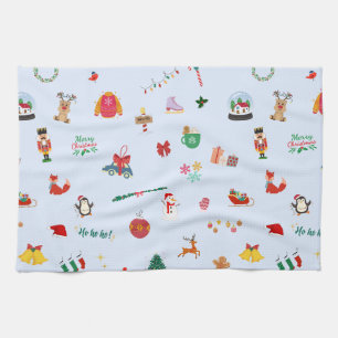 Christmas ornament snowball snowman winter animals kitchen towel