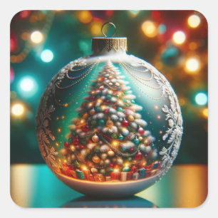 Christmas Ornament Square Sticker