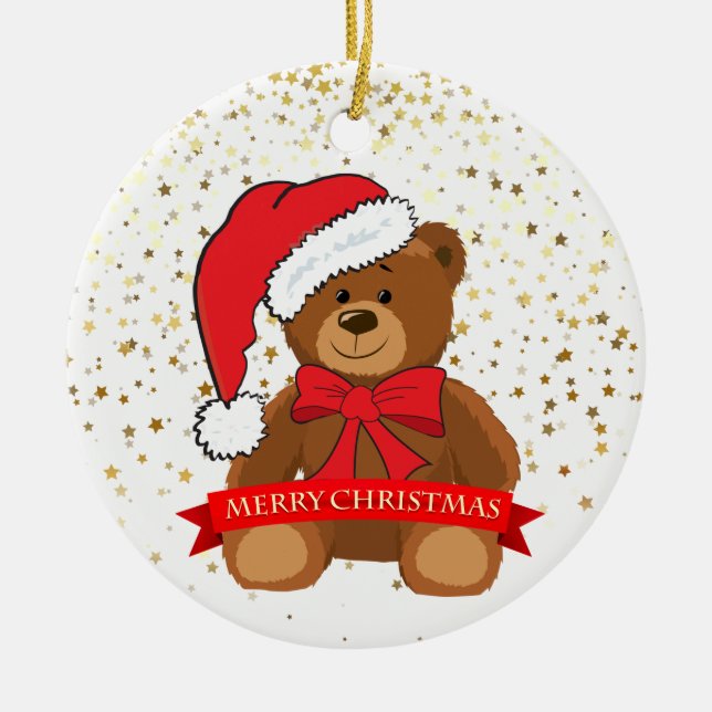 Christmas Ornament-Teddy Bear Ceramic Ornament (Front)
