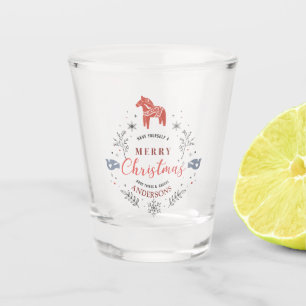 Christmas Ornament Typography & peace birds Shot Glass