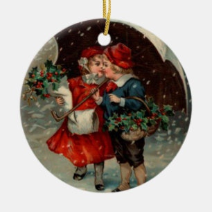 Christmas Ornament, Vintage Ellen Clapsaddle Ceramic Ornament