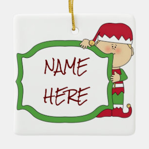 **CHRISTMAS ORNAMENT** W/ SANTA'S ELF CERAMIC ORNAMENT