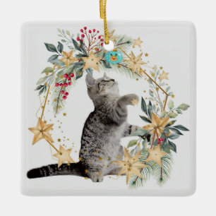 Christmas Ornament with Cat & Fauna