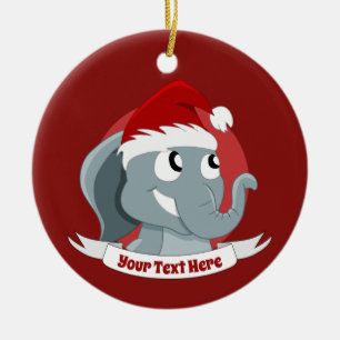 Christmas ornament with cute cartoon elephant