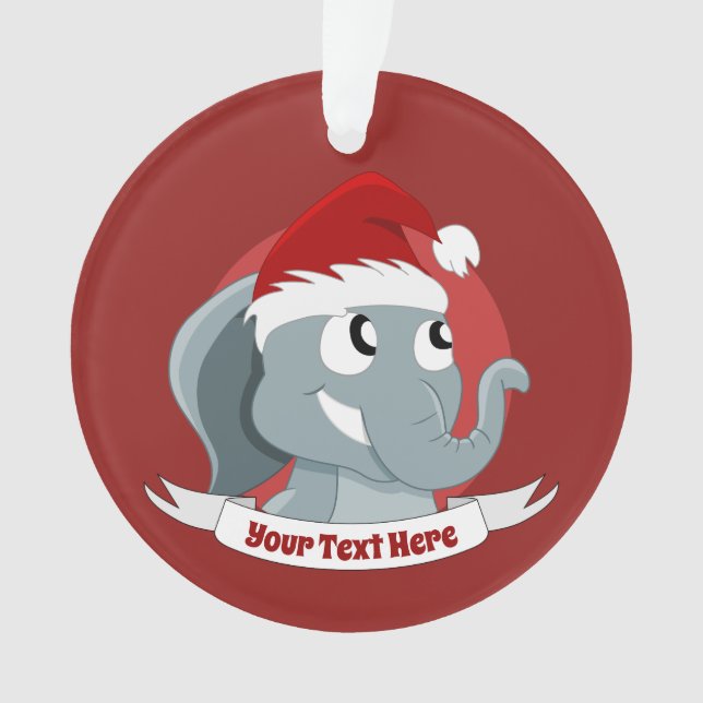 Christmas ornament with cute cartoon elephant (Front)