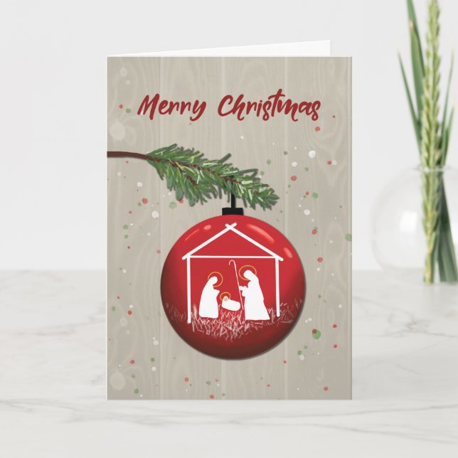 Christmas Ornament with Manger Card (Front)