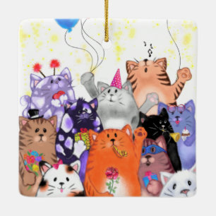 Christmas Ornament with Party Cats