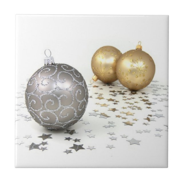 Christmas Ornament With Stars Tile (Front)