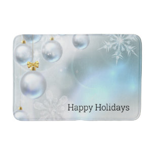 christmas ornaments and snowflakes bath mat