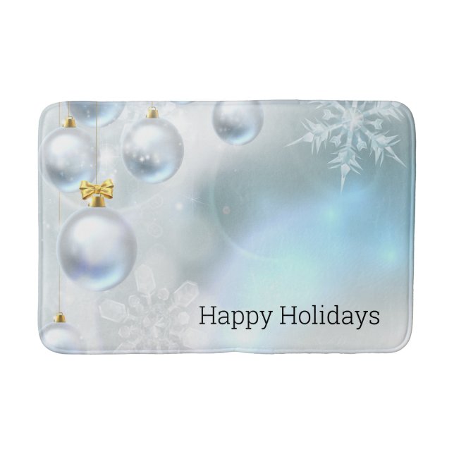 christmas ornaments and snowflakes bath mat (Front)
