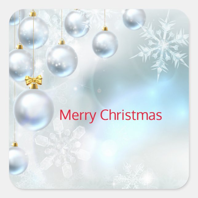 christmas ornaments and snowflakes   square sticker (Front)