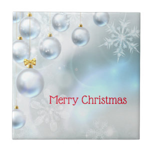 christmas ornaments and snowflakes tile