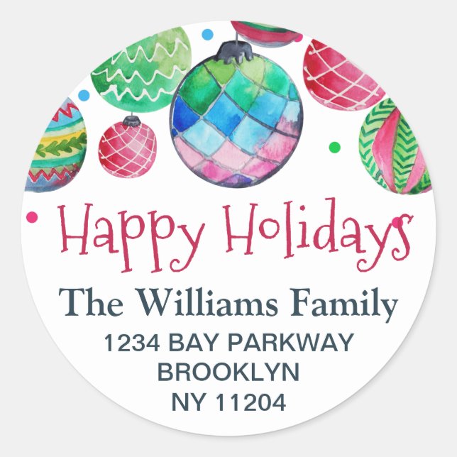 Christmas Ornaments Balls  Return Address Label (Front)