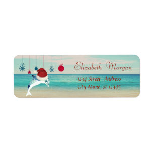 Christmas Ornaments,Beach ,Dolphin With Santa Hat