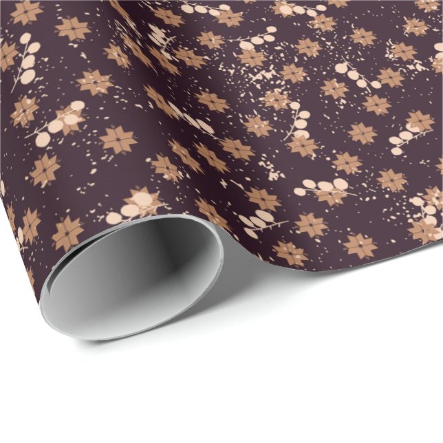 Christmas ornaments berries snowflakes on dark  wr wrapping paper (Roll Corner)