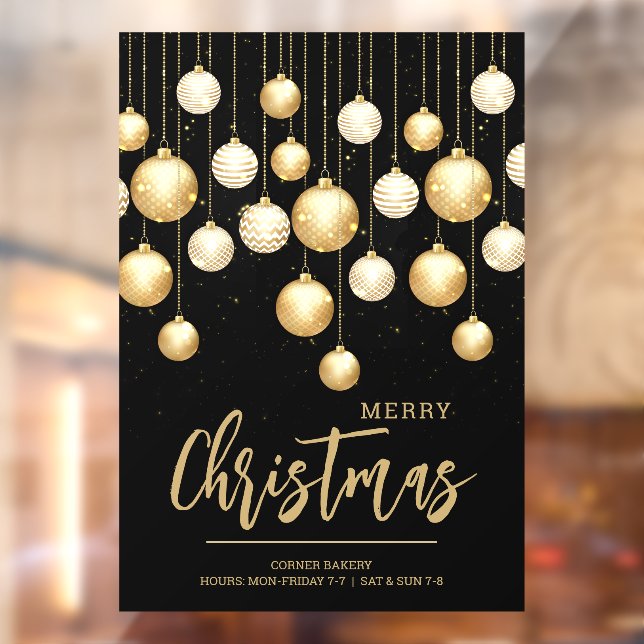 Christmas Ornaments Black and Gold Window Cling (Sheet 2)