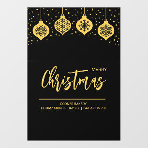 Christmas Ornaments Black Gold Window Cling