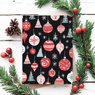 Christmas Ornaments Black Postcard