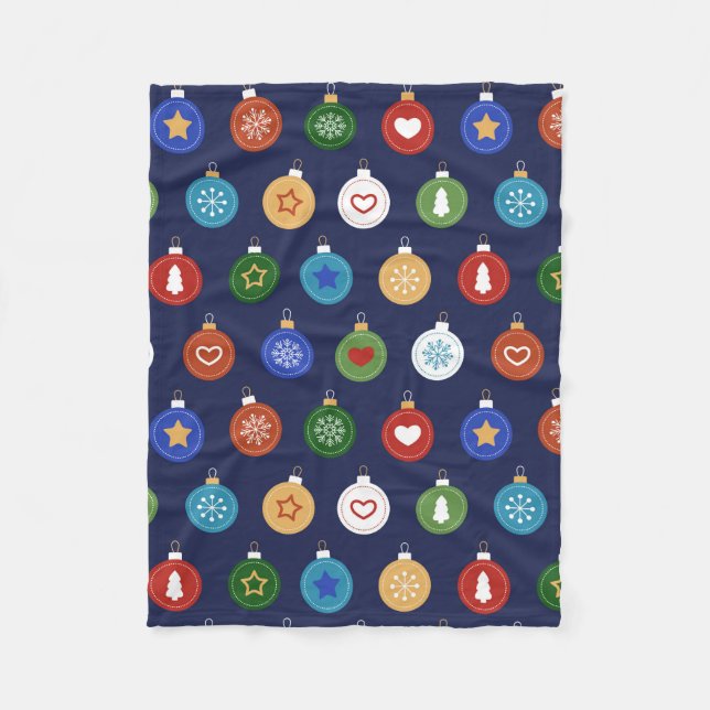 Christmas Ornaments - Blue Holiday Pattern Fleece Blanket (Front)
