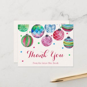 Christmas Ornaments Bridal Shower Thank You Postcard