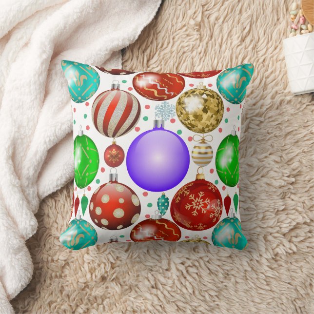 Christmas Ornaments Colourful Balls pattern Throw Pillow (Blanket)