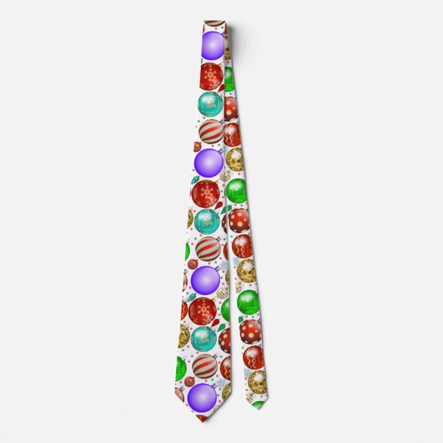 Christmas Ornaments Colourful Balls pattern Tie (Front)