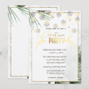 Christmas Ornaments,Dear,Branches Christmas Party Invitation