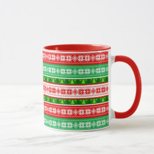 CHRISTMAS ORNAMENTS DESIGN RED WHITE GREEN MUG