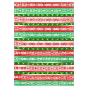 CHRISTMAS ORNAMENTS DESIGN RED WHITE GREEN TABLECLOTH