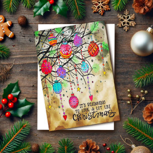 Christmas Ornaments Festive Merry Colourful Card