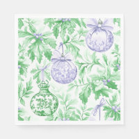 Christmas ornaments green purple toile