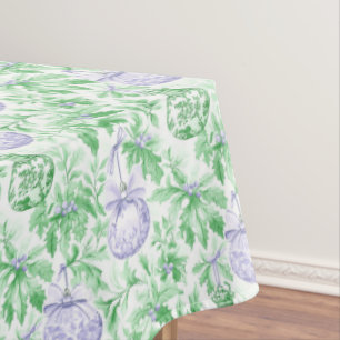 Christmas ornaments green purple toile paper tablecloth