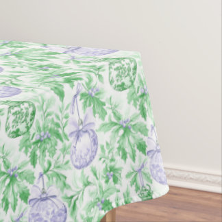 Christmas ornaments green purple toile paper tablecloth