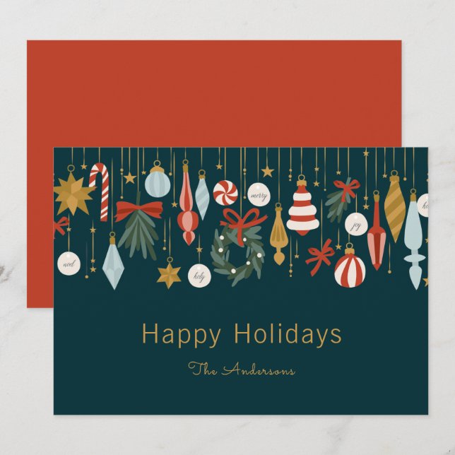 Christmas Ornaments Happy Holidays Holiday Card (Front/Back)
