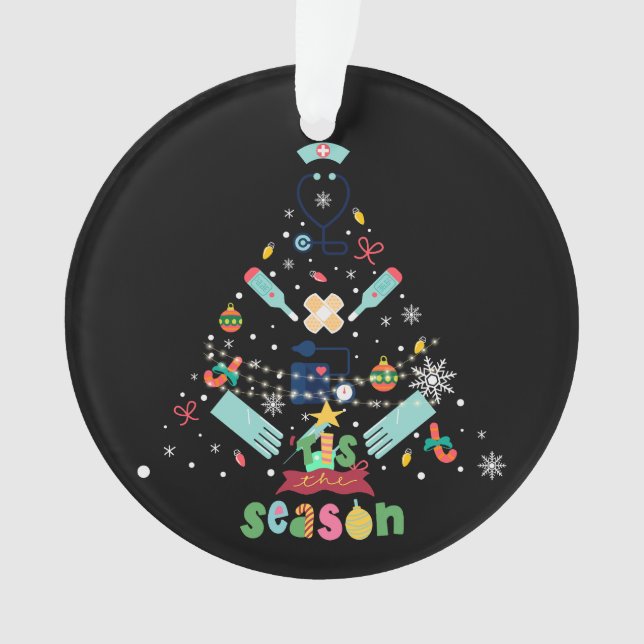 Christmas, ornaments Healthcare theme 25 Black BG (Front)