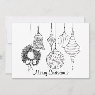 Christmas Ornaments Holiday Card to Colour