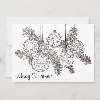 Christmas Ornaments Holiday Card to Colour