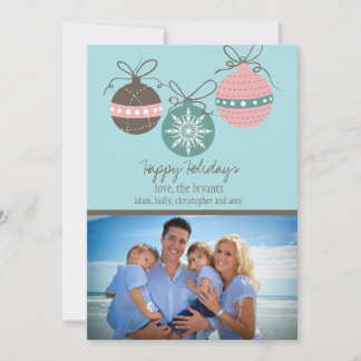 Christmas Ornaments Holiday Flat Card-blue