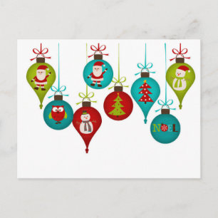 Christmas Ornaments Holiday Postcard