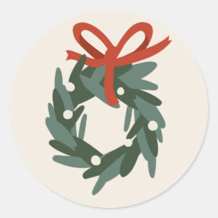 Christmas Ornaments Holiday Wreath Classic Round Sticker