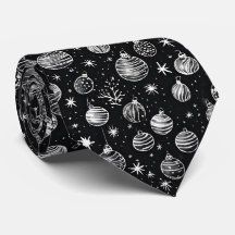 Christmas Ornaments In Black & White Line Art