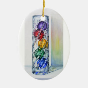 Christmas Ornaments in Vase Oval Ornament