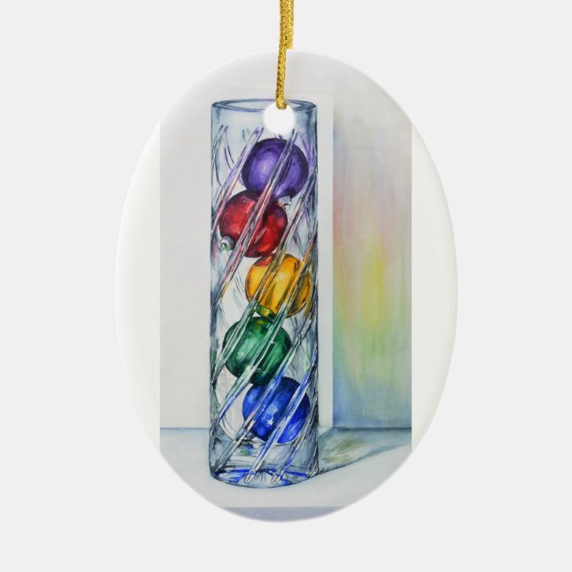 Christmas Ornaments in Vase Oval Ornament (Front)