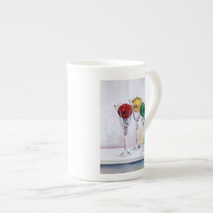 Christmas Ornaments in Wine Glasses Bone China Mug