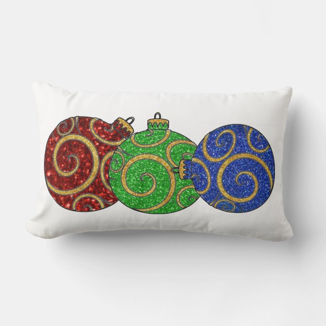 Christmas Ornaments Lumbar Pillow (Front)