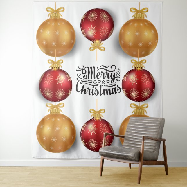 Christmas ornaments merry christmas red gold tapestry