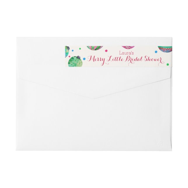 Christmas Ornaments Merry Little Bridal Shower Wrap Around Label (Back)