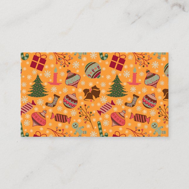 Christmas Ornaments Orange Business Card (Front)