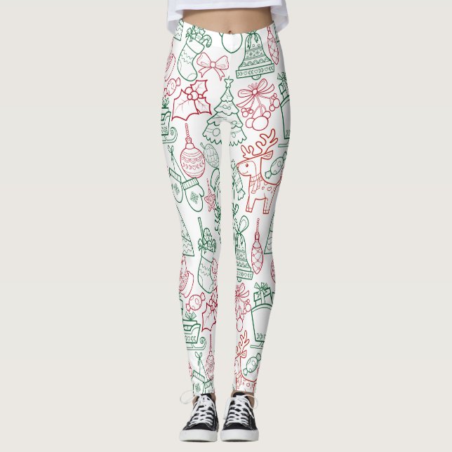 Christmas Ornaments Pattern 02 Leggings (Front)