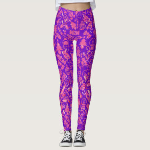 Christmas ornaments pattern.pink.07 B Purple BG Leggings